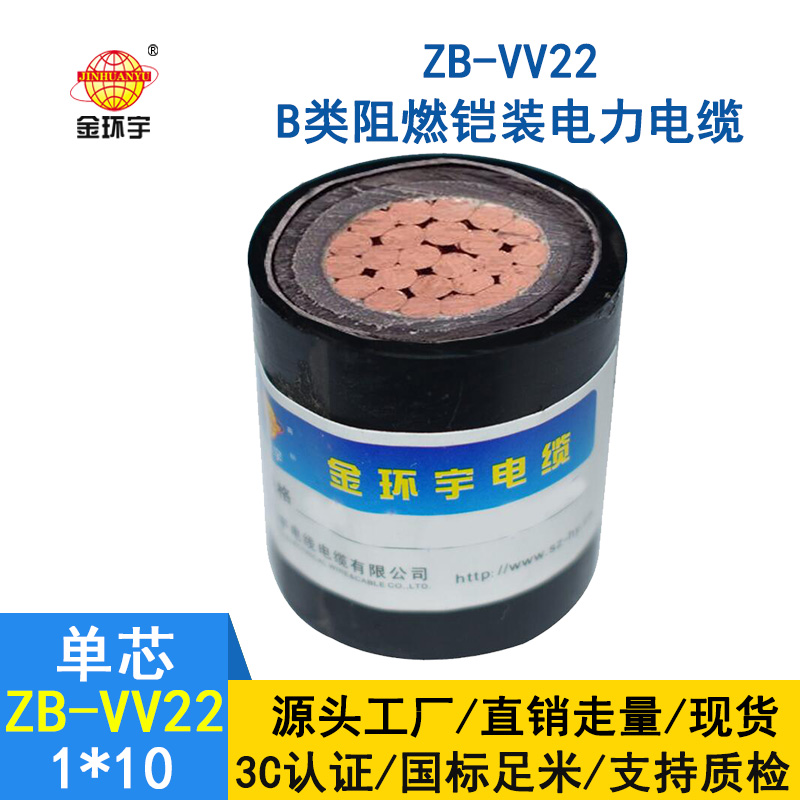 金環宇電纜 b級阻燃鎧裝電力電纜 ZB-VV22-10平方 vv22電纜