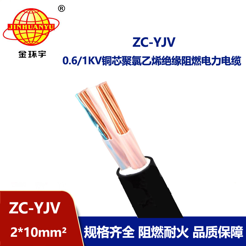 金環宇電線電纜 阻燃yjv電纜 ZC-YJV 2X10平方  交聯電纜yjv